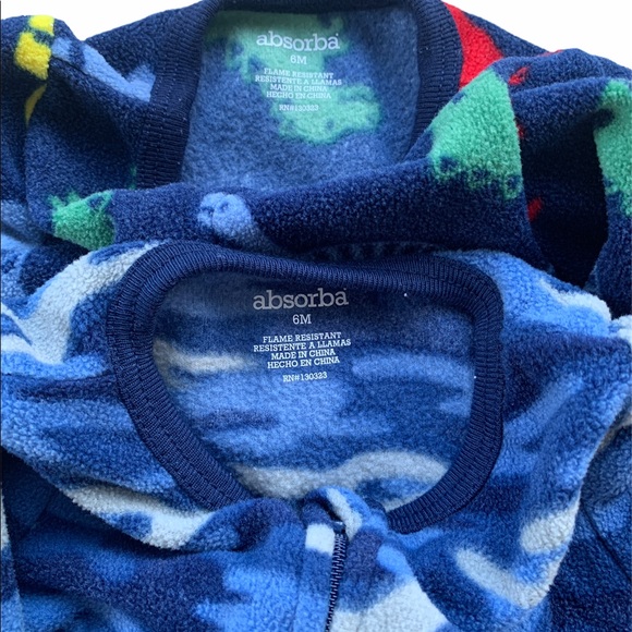 Absorba 2 Bundle Set Fleece Footed Onesie PJ 6M - Picture 5 of 7